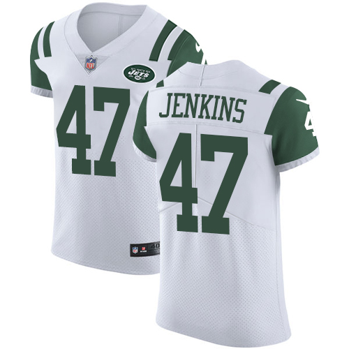 Nike Jets #47 Jordan Jenkins White Men's Stitched NFL Vapor Untouchable Elite Jersey
